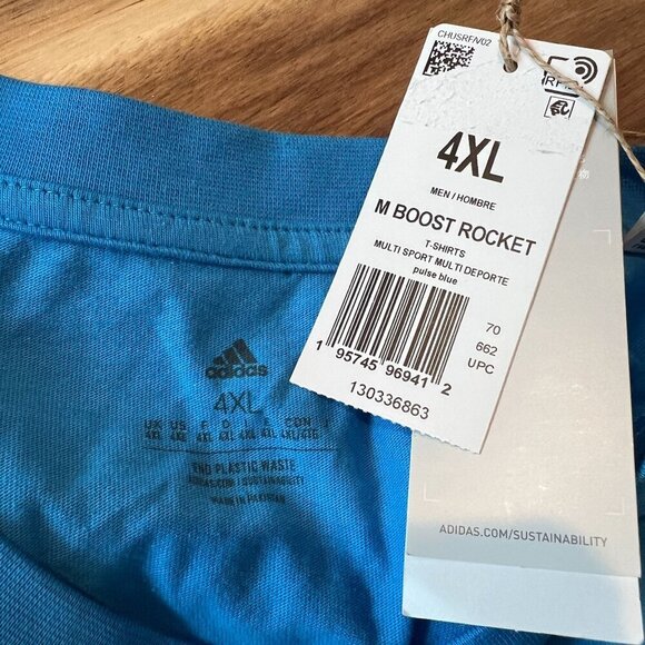 Adidas Shirt Mens 4XLT Big & Tall Blue Boost Rocket Graphic Tee T-Shirt HK6760 - Picture 5 of 5